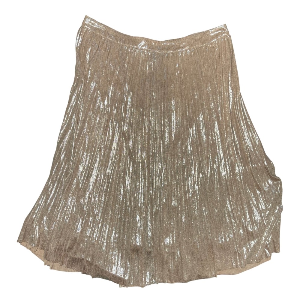 Skies Are Blue‎ Curvy Metallic Gold Pleated Midi Skirt Plus Size 2X NWT Holiday